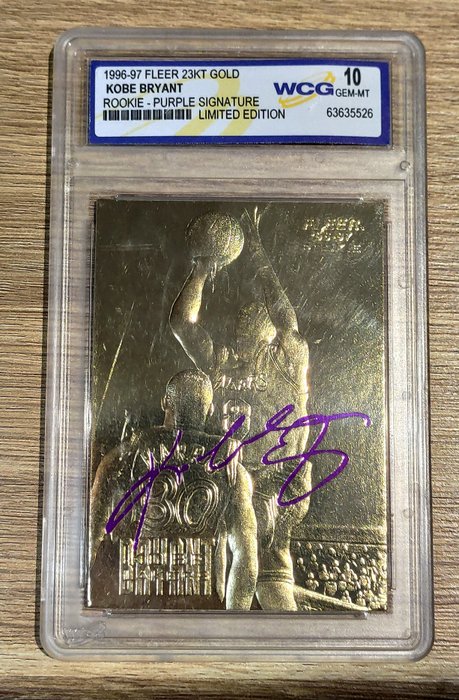 1996/97 Fleer 23KT Gold Kobe Bryant Rookie - Purple Signature WCG 10 - 1 Graded card