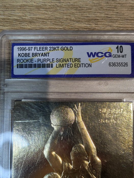 1996/97 Fleer 23KT Gold Kobe Bryant Rookie - Purple Signature WCG 10 - 1 Graded card