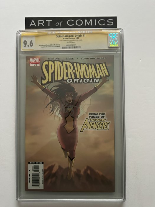 Spider-Woman: Origin #1 - Signed By Brian Michael Bendis - CGC Signature Series Graded 9.6 - Extremely High Grade! - White Pages! - 1 Signed graded comic - Første udgave - 2006