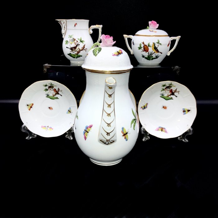 Herend - Exquisite Coffee Set for 12 Persons (27 pcs) - "Rothschild Bird" - Kaffeservice - Håndmalet porcelæn