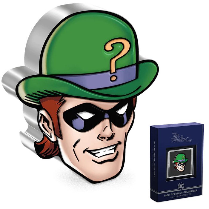 Niue. 2 Dollars 2022 DC Comics Faces of Gotham The Riddler 1 oz Silver Proof