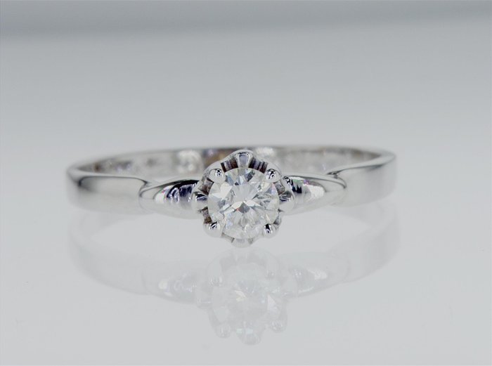 Forlovelsesring - 18 kraat Hvidguld -  030ct tw Diamant (Natur) - r77