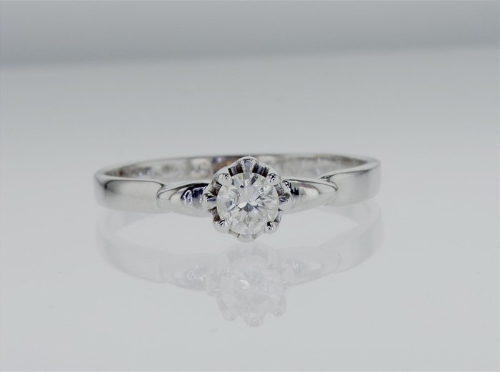 Forlovelsesring - 18 kraat Hvidguld -  030ct tw Diamant (Natur) - r77