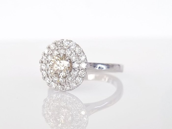 Cocktailring - 14 karat Hvidguld -  1.04ct. tw. Diamant (Naturfarvet)