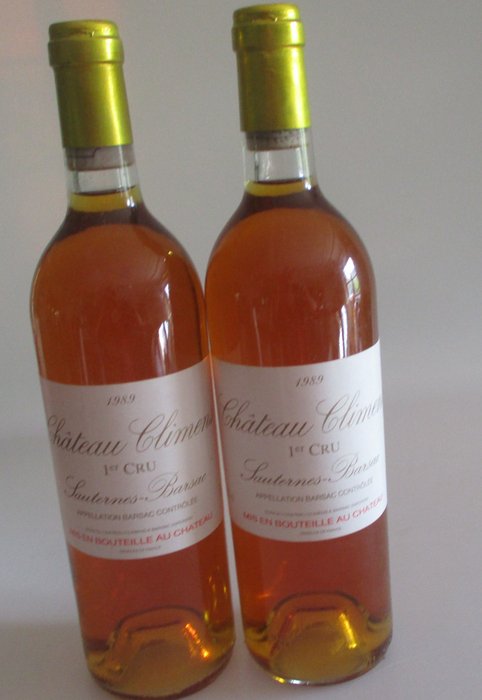 1989 Château Climens - Barsac 1er Grand Cru Classé - 2 Flasker (0,75 L)