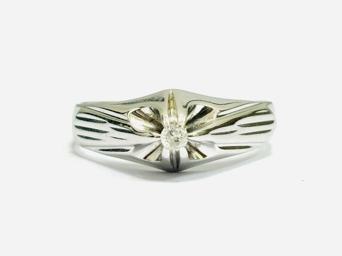 Ring - 18 kraat Hvidguld -  010ct tw Diamant (Natur)  - Fremstillet i Italien