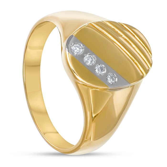 Ring - 18 kraat Gulguld, Hvidguld -  0.06ct. tw. Diamant (Natur)