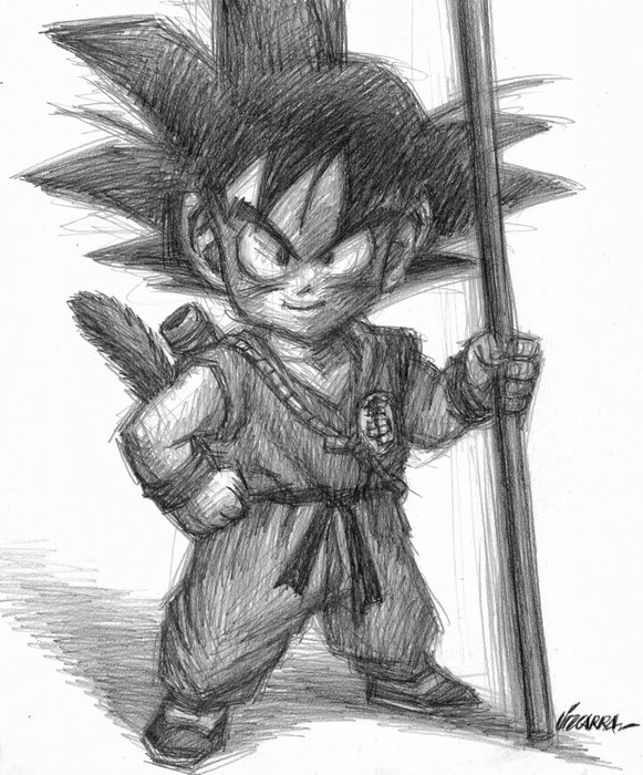 Joan Vizcarra - Son Goku - Dragon Ball Z - Tribute to Akira Toriyama - Original Drawing - Hand Signed