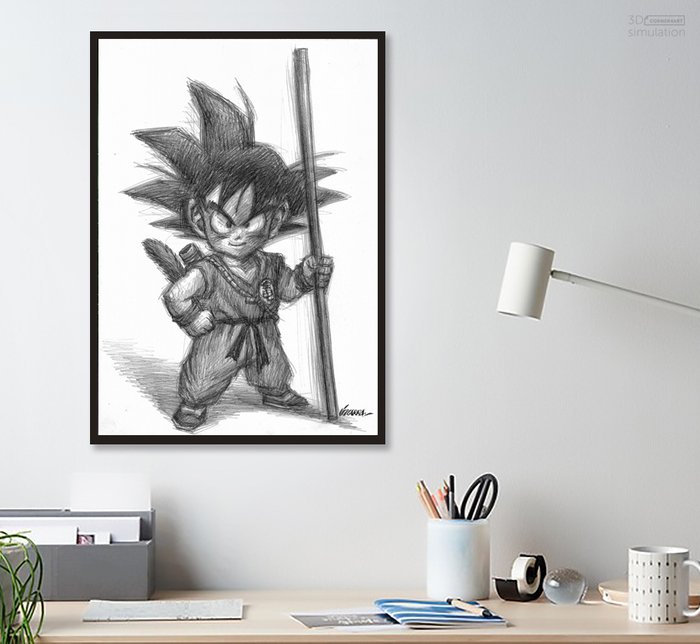 Joan Vizcarra - Son Goku - Dragon Ball Z - Tribute to Akira Toriyama - Original Drawing - Hand Signed