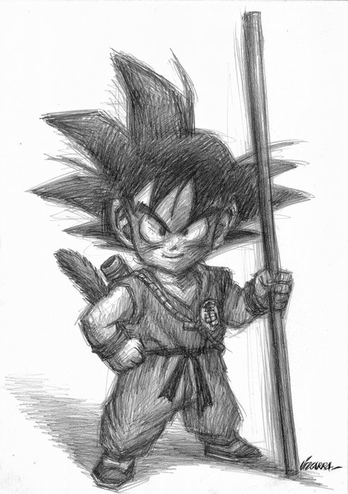 Joan Vizcarra - Son Goku - Dragon Ball Z - Tribute to Akira Toriyama - Original Drawing - Hand Signed