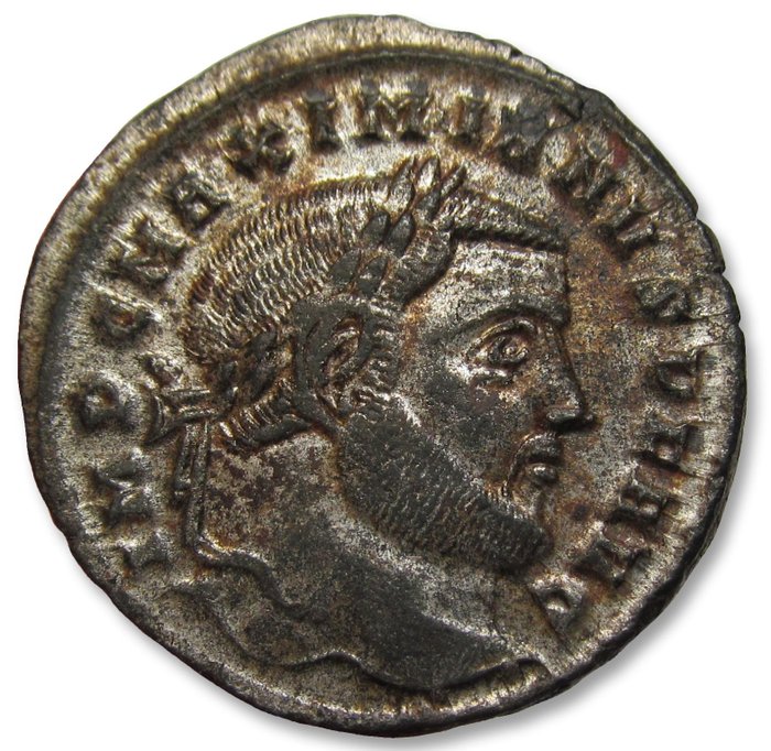 Romarriket Maximian (AD 286-305) Follis Ticinum (Pavia) mint 305-307 AD - mintmark PT - large 27mm coin