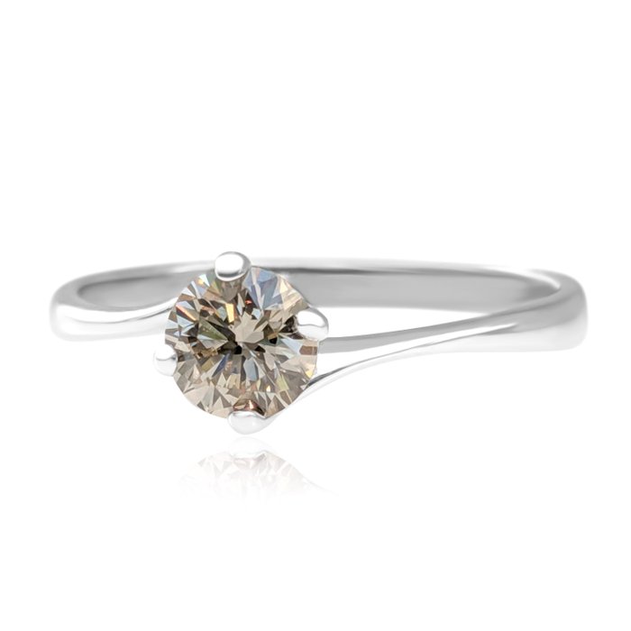 Ingen mindstepris - Ring - 14 karat Hvidguld -  0.42ct. tw. Gul Diamant (Naturfarvet) - VVS - IGI