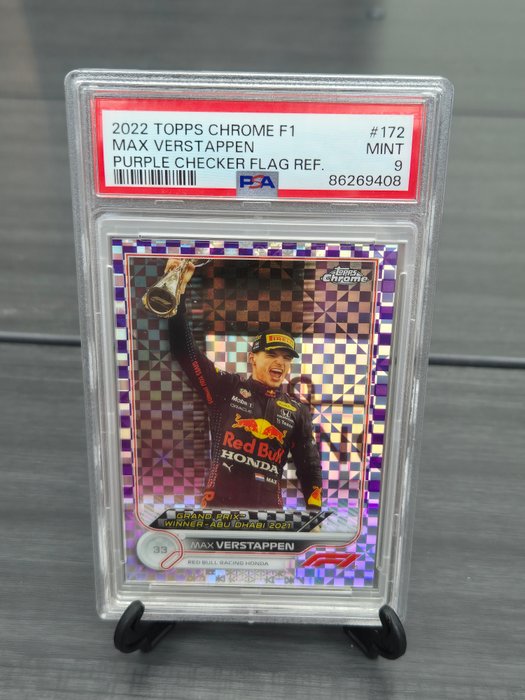 2022 Topps Chrome F1 Max Verstappen #172 Purple Checker Flag /199 PSA 9 Graded card