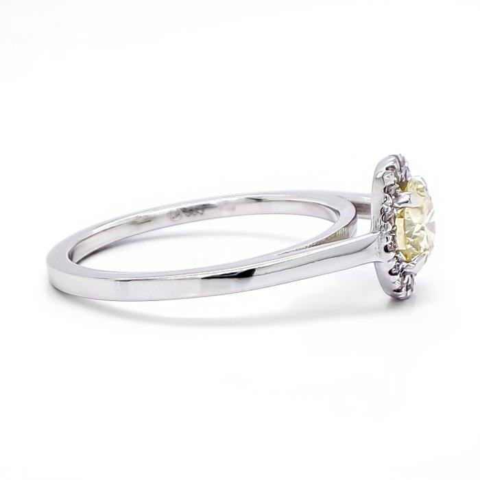 Ingen mindstepris - Ring - 14 karat Hvidguld -  0.85ct. tw. Gul Diamant (Naturfarvet) - Diamant