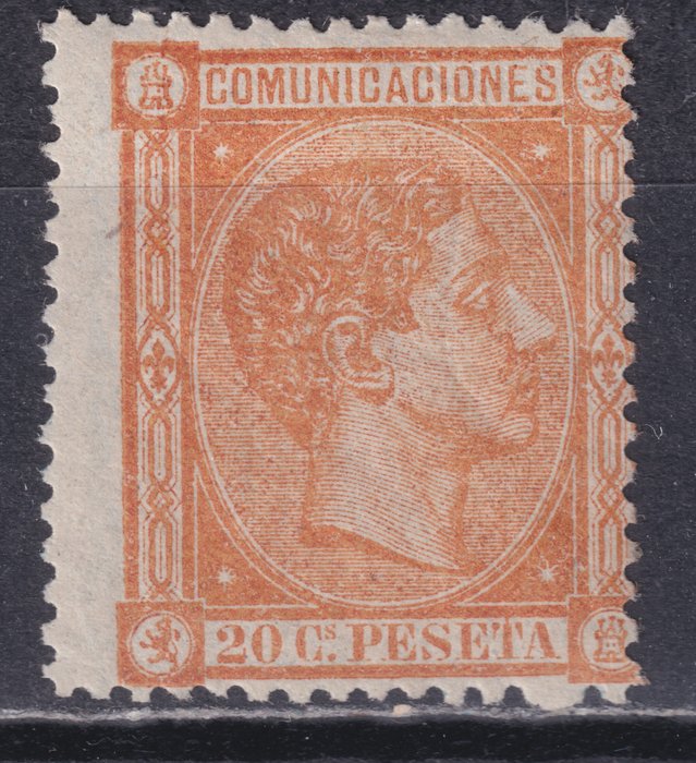 Spanien 1875 - Alfonso XII - 20 centimos Orange - Expertizado A Roig - Edifil 165