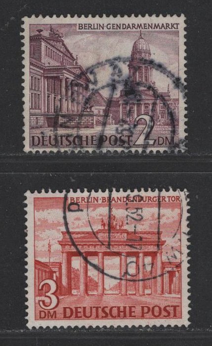 Berlin 1949 - "Bygninger" 2 og 3 DM med omvendt vandmærke, kontrolleret - Michel 58X, 59X