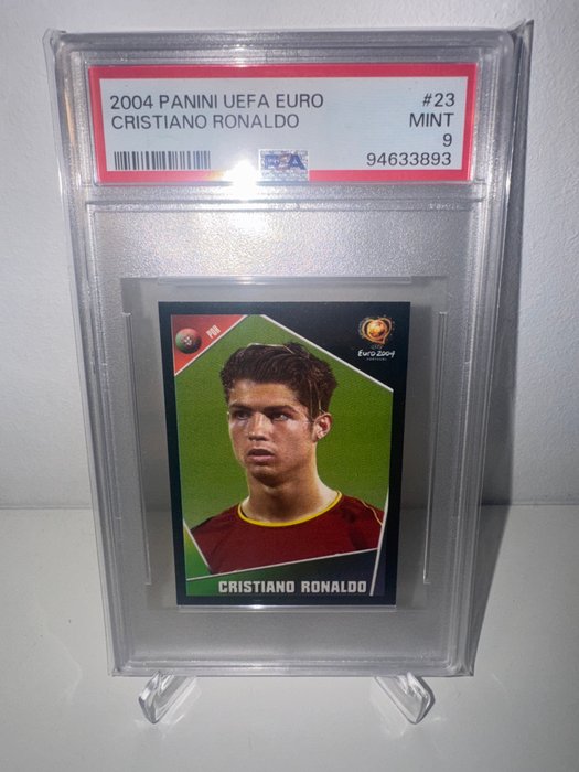 2004 Panini UEFA Euro Cristiano Ronaldo #23 Rookie PSA 9 Graded sticker