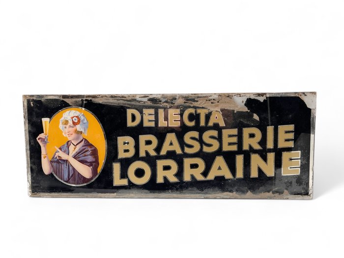 Glazen reclamebord Delecta Brasserie Lorraine - Reklameplakat - Glas