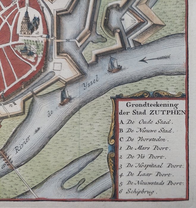 Holland - Zutphen; Isaak Tirion - Grondteekening der Stad Zutphen - 1750