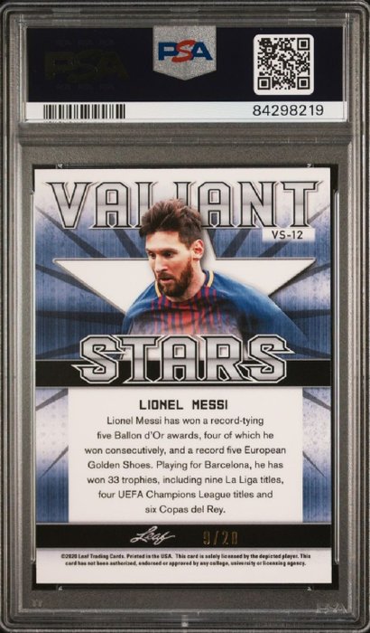 2020 Leaf Best of Sports Lionel Messi #VS-12 Variant Stars /20 PSA 10 Graded card