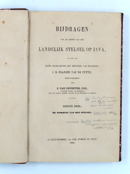 S. van Deventer - Het landelijke stelsel op Java - 1865-1866