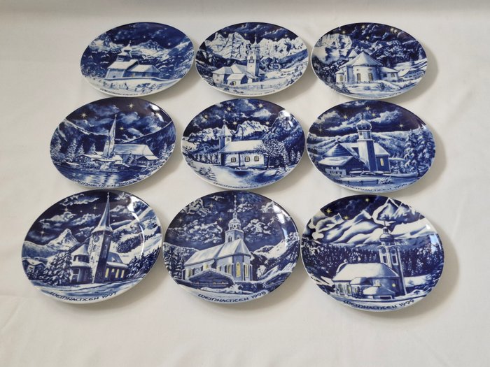 Bavaria Porselein, Echt Kobalt - Middagstallerken (9) - Kermis van 1991-1999 - Porcelæn - Julepyntplade/Vægplade