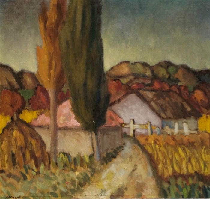 Sandro Nardi (1915-1998) - Paesaggio con cipressi