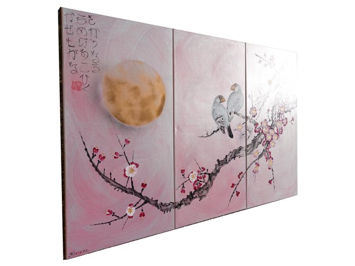 Ksavera - Japanese sakura J320 - silver rose triptych - XXL