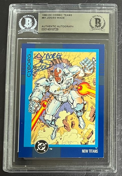 Skybox - 1 Graded card - DC Cosmic Teams 1993 - #61 - Signed by Joivan Wade as Cyborg in the tv-series Doom Patrol - Cyborg - Beckett