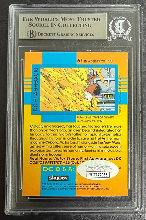 Skybox - 1 Graded card - DC Cosmic Teams 1993 - #61 - Signed by Joivan Wade as Cyborg in the tv-series Doom Patrol - Cyborg - Beckett