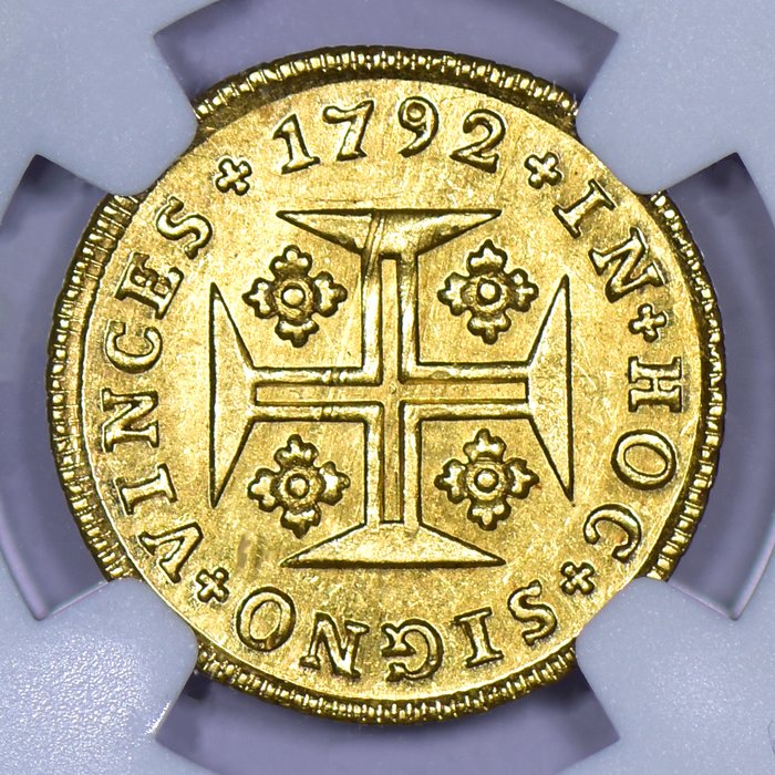 Portugal. D. Maria I (1786-1799). Quartinho (1.200 Reis) 1792 - NGC - MS 64 - TOP GRADE - Raro