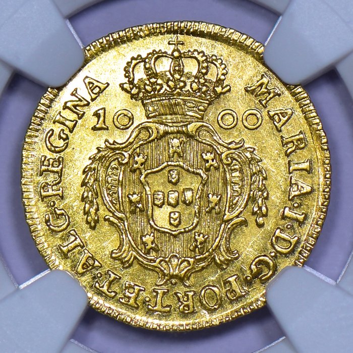 Portugal. D. Maria I (1786-1799). Quartinho (1.200 Reis) 1792 - NGC - MS 64 - TOP GRADE - Raro