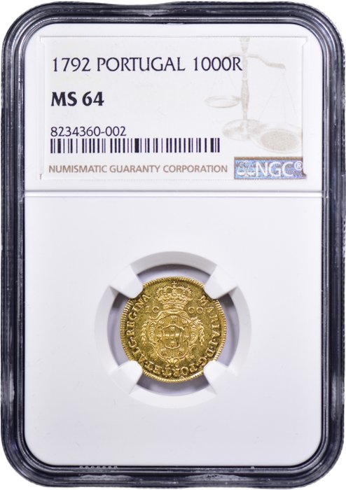 Portugal. D. Maria I (1786-1799). Quartinho (1.200 Reis) 1792 - NGC - MS 64 - TOP GRADE - Raro