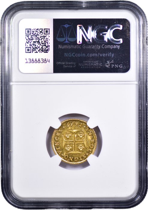 Portugal. D. Maria I (1786-1799). Quartinho (1.200 Reis) 1792 - NGC - MS 64 - TOP GRADE - Raro