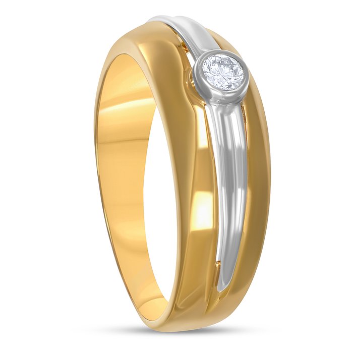 Ring - 18 kraat Gulguld, Hvidguld -  0.16ct. tw. Diamant (Natur)