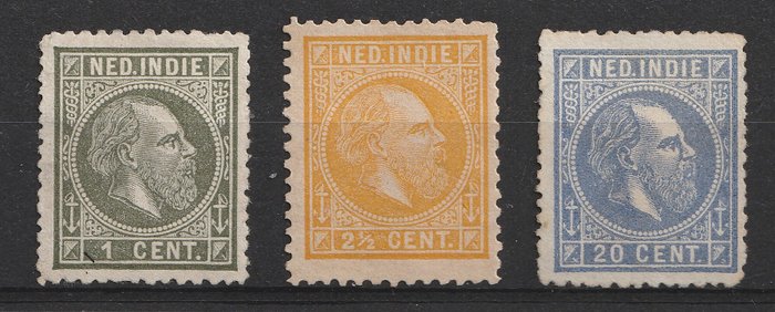 Hollandsk Østindien 1870/1888 - Kong Vilhelm III - NVPH 3 Type I, 7F en 12G