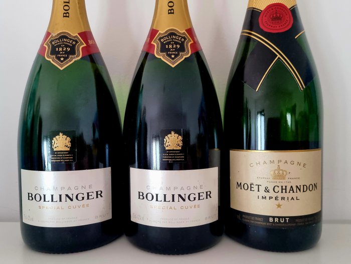 Bollinger, Moët  Chandon, Spéciale Cuvée Brut x 2  and Impérial Brut x 1 - Champagne Brut - 3 Flaske (0,75L)