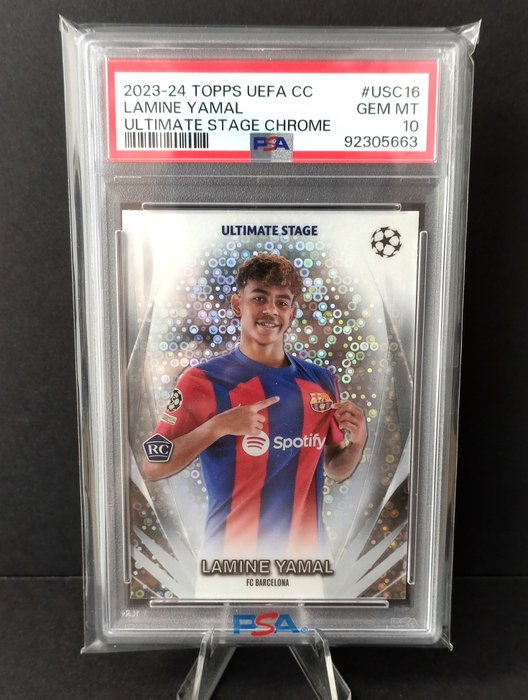 2023/24 Topps UEFA CC Lamine Yamal #USC16 Ultimate Stage Chrome PSA 10 - 1 Graded card