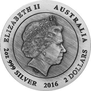 Australien. 2 Dollars 2016 Kangaroo - Antique Finish, 2 Oz (.999)