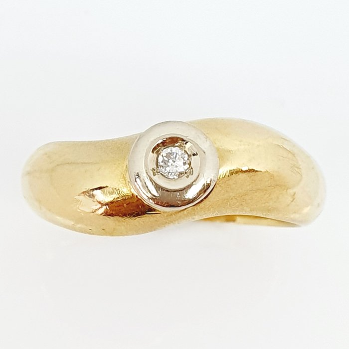 Ring - 18 kraat Gulguld -  0.15ct. tw. Diamant (Natur)