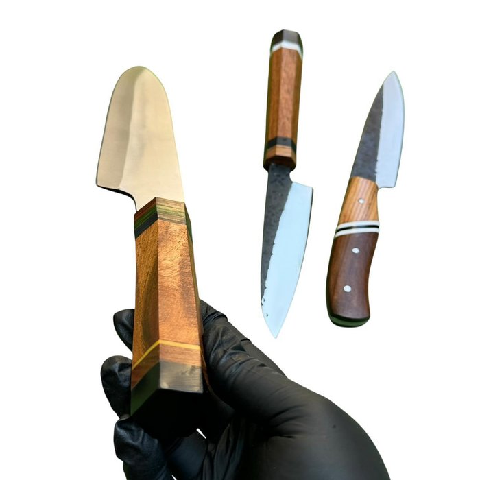 Køkkenkniv - Chef's knife - Stål, 3,Of Kind europæiske køkkenknive, Fancy Addition, Håndlavet Håndsmedning, Dual polish 440c Stål, - Europa