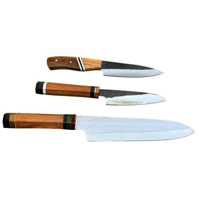 Køkkenkniv - Chef's knife - Stål, 3,Of Kind europæiske køkkenknive, Fancy Addition, Håndlavet Håndsmedning, Dual polish 440c Stål, - Europa