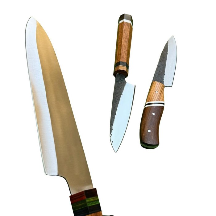 Køkkenkniv - Chef's knife - Stål, 3,Of Kind europæiske køkkenknive, Fancy Addition, Håndlavet Håndsmedning, Dual polish 440c Stål, - Europa