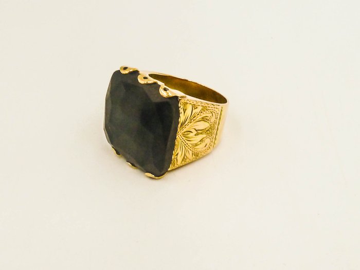 Ring - 14 karat Gulguld - Onyx