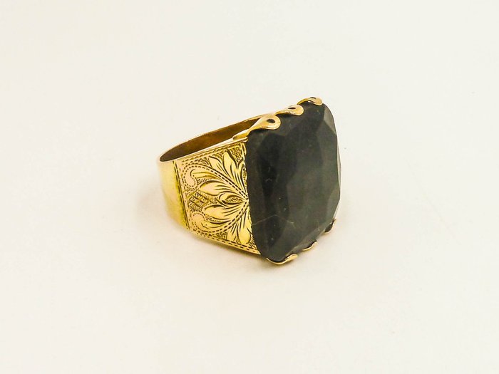 Ring - 14 karat Gulguld - Onyx