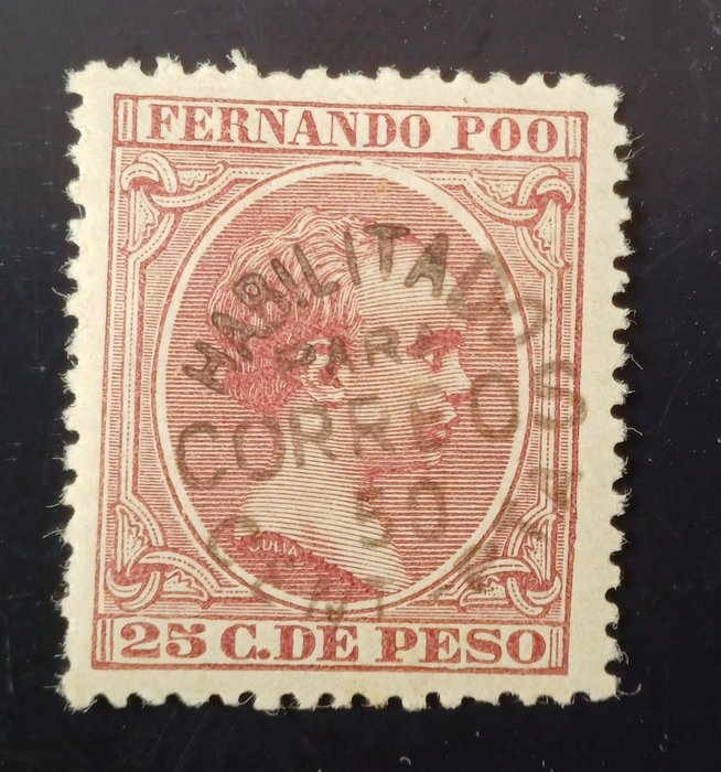 Fernando Poo 1896 - Alfonso XIII. Overbelastet tætning. - Edifil 30