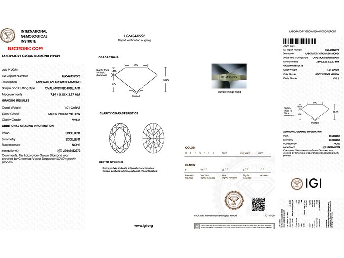 Øreringe - 14 karat Gulguld -  2.02ct. tw. Gul Diamant (Laboratoriedyrket diamant i fancy farver)