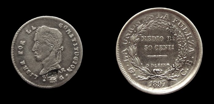 Bolivia. Republic. ½ Sol and 50 Centavos (½ Boliviano) - 1860 / 1897 - Prata- 2 moedas  (Ingen mindstepris)