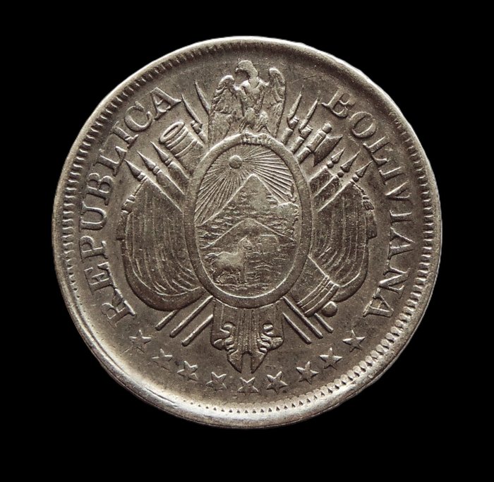 Bolivia. Republic. ½ Sol and 50 Centavos (½ Boliviano) - 1860 / 1897 - Prata- 2 moedas  (Ingen mindstepris)