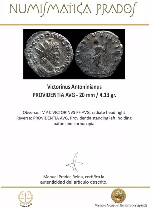 Romarriket. Victorinus (AD 269-271). Antoninianus PROVIDENTIA AVG  (Ingen mindstepris)